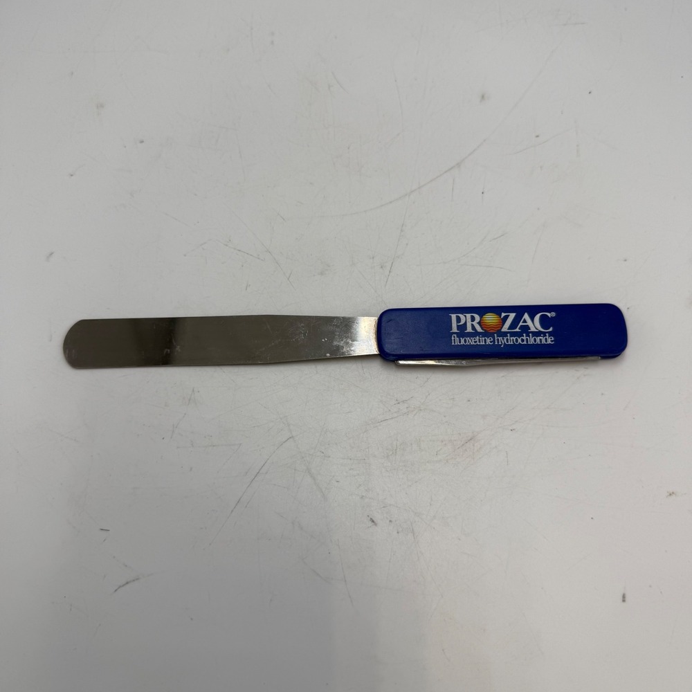 Vintage Prozac Fluoxetine Hydrochloride Pharma Rep Spatula & Hook Tool Blue
